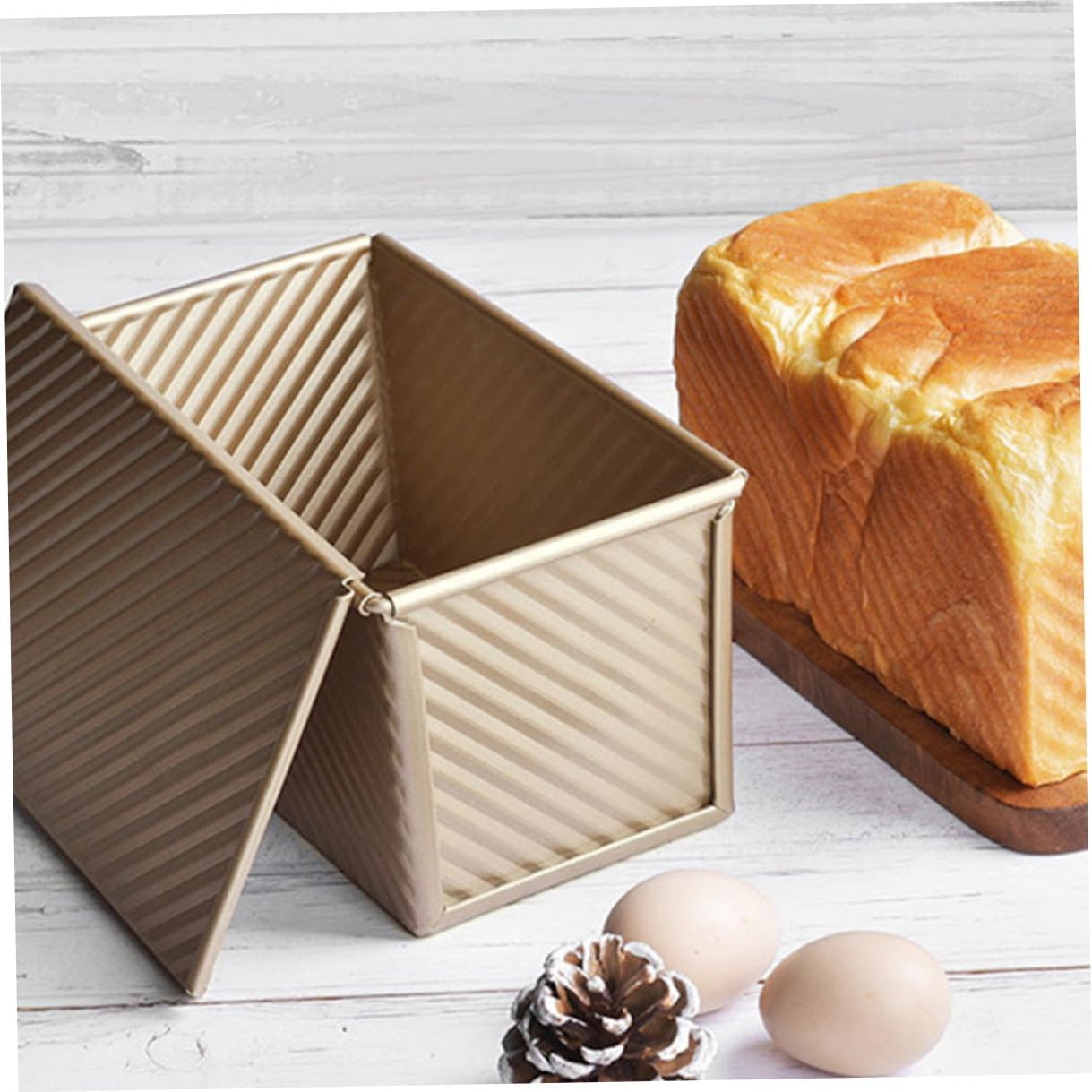 2pcs Nonstick Carbon Steel Loaf Pan with Sliding Lid, Bread Baking Mold for Oven, Household Bread Making Supplies