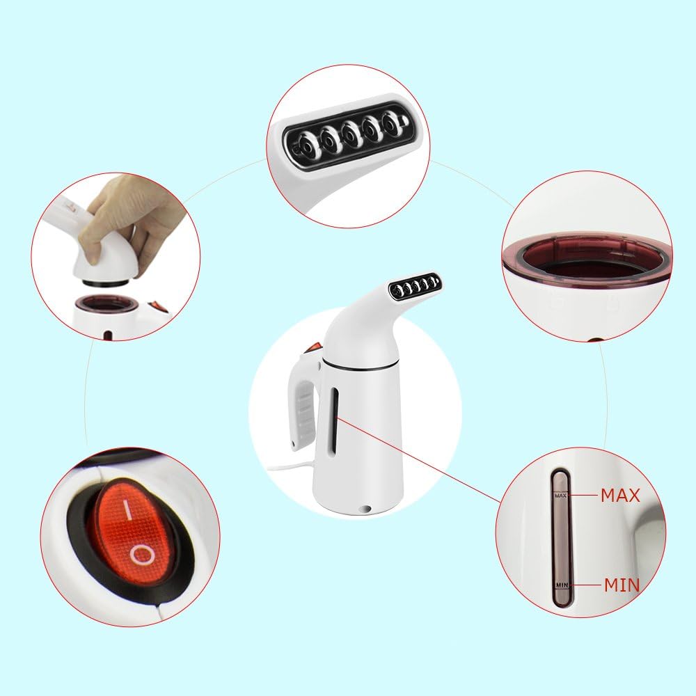 Handheld Travel Steamer, Portable Handheld Fabric Steamer Fast Heat-up Powerful Travel Garment Clothes Steamer with 150ml Capacity for Home and Travel