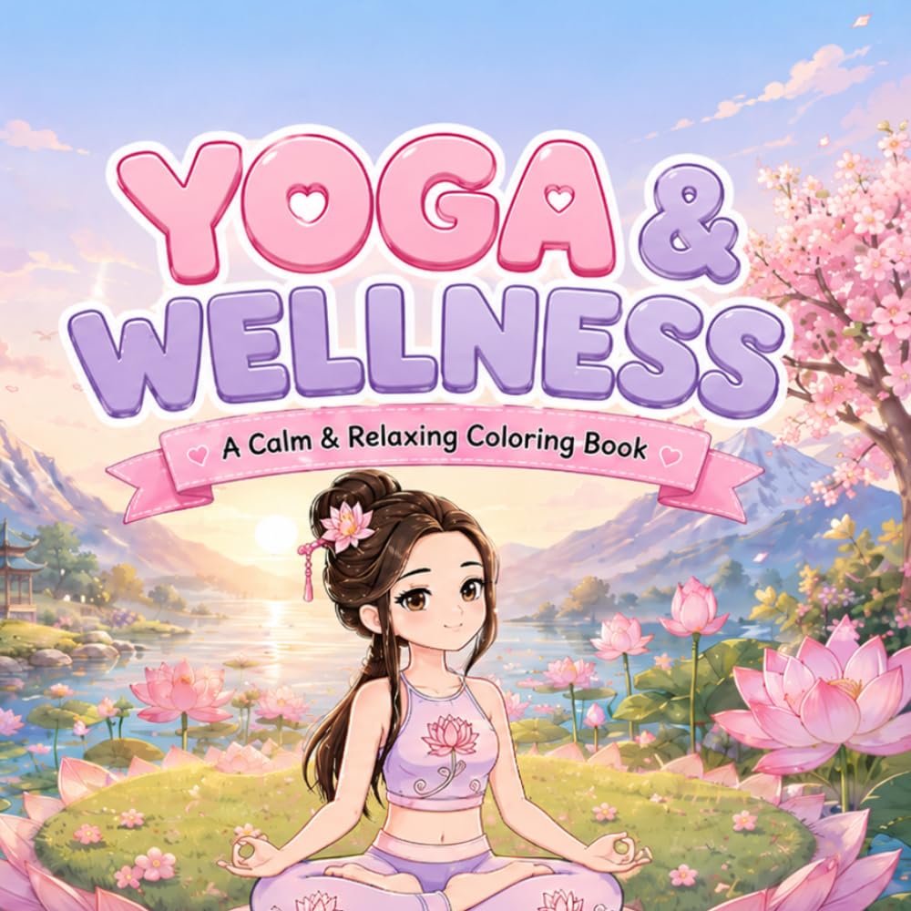 Yoga & Wellness: A Calm & Relaxing Coloring Book for Girls with Yoga Poses, Lotus Flowers and Peaceful Nature Scenes