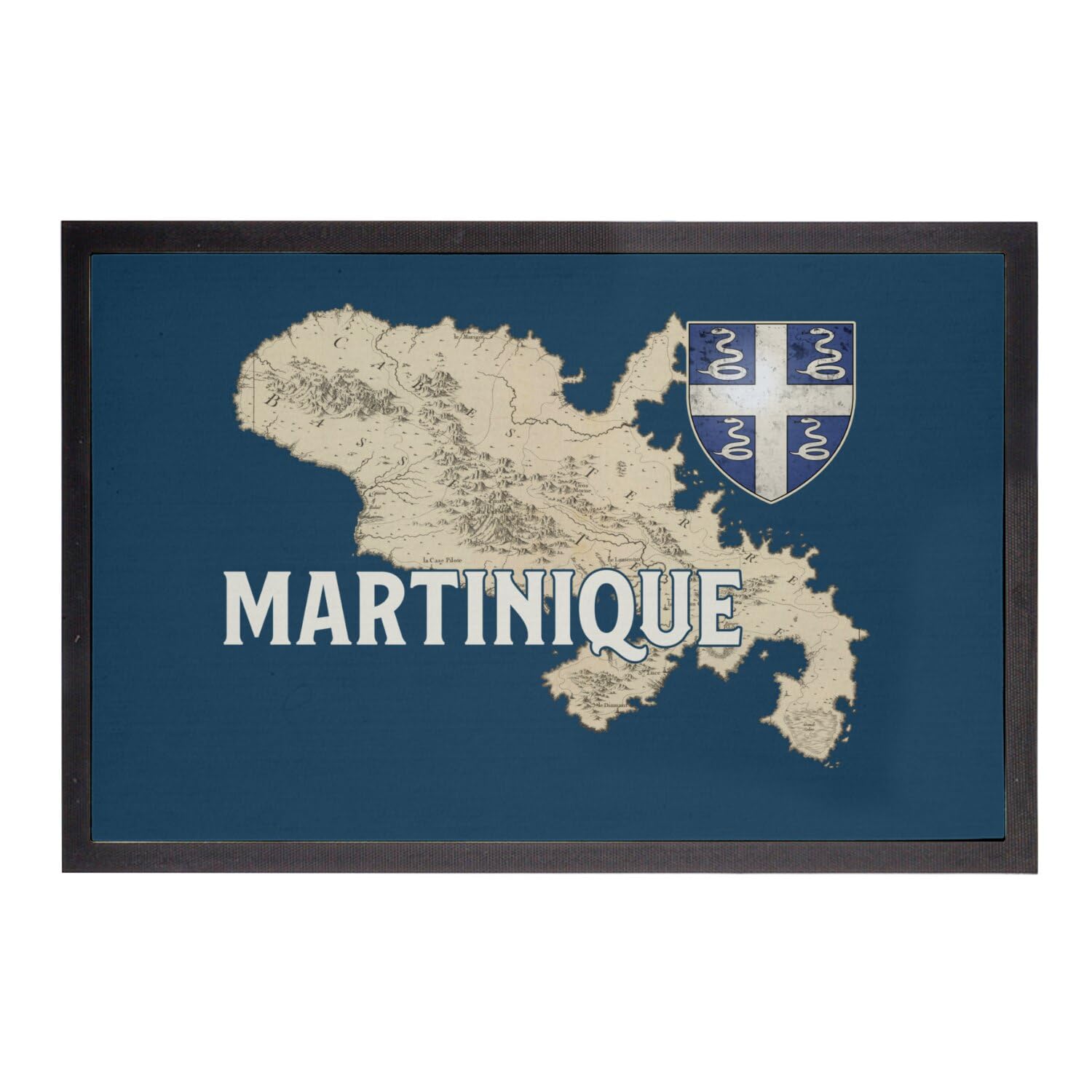 Paillasson Martinique 972 tapis entrée carte ancienne Fort-de-France