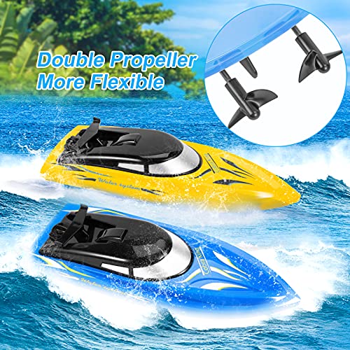 2 Pack Rc Boat Remote Control Boats For Pools And Lakes For Kids And Adults, 10 Kmh 2.4 Ghz Rc Boat For Boys 4-7 8-12 Years With 4 Rechargeable Batteries #TOP2