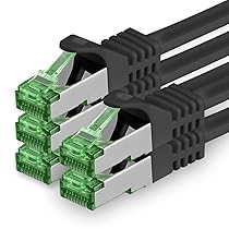 1aTTack.de Cat.7 Cavo di Rete 0,25m – Nero – 5 Pezzi – Ethernet LAN Cat.7 SFTP Spina RJ45 Cat6a 10 Gbit, s Compatibile con Cat5 Cat6 Cat6a Cat8 per Switch Router Modem Patchpanel