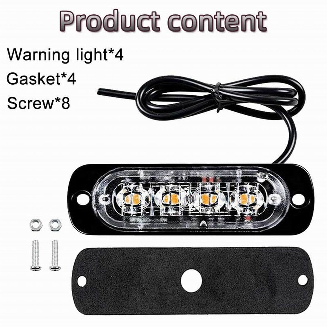 Awaryjne ?wiat?a stroboskopowe do samochodu 4 diody led pasek o?wietleniowy ?ó?ty grill awaria migaj?ce 12 V 24 V do przyczepy do ci??arówki przyczepa kempingowa ?ód? Van zestaw 4 szt.