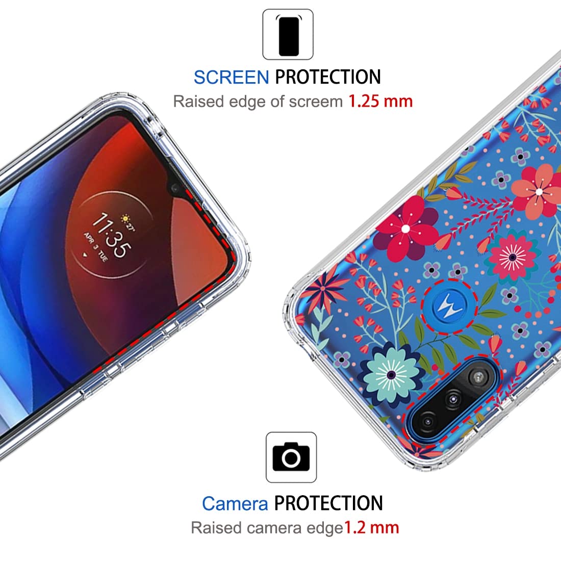 SCL Custodia per Moto E7 Power Case + Pellicola Protettiva per Motorola E7 Power Case + Pellicola Protettiva Schermo Moto E7 Power Vetro Temperato [2 Pack] + Cover, Custodia Protettiva TPU Antigraffio