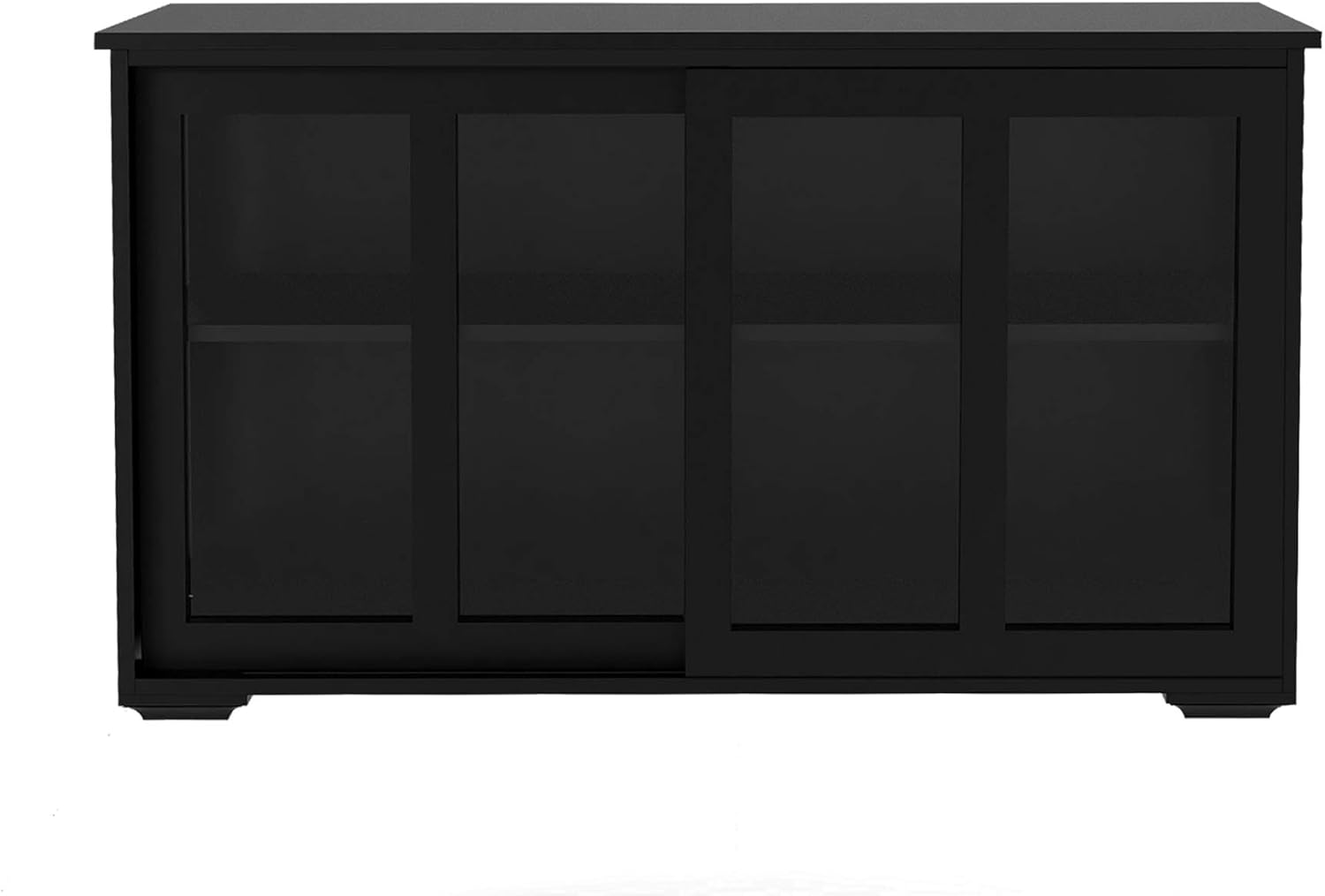 Kitchen Storage Stand Cupboard with Glass Door-Black