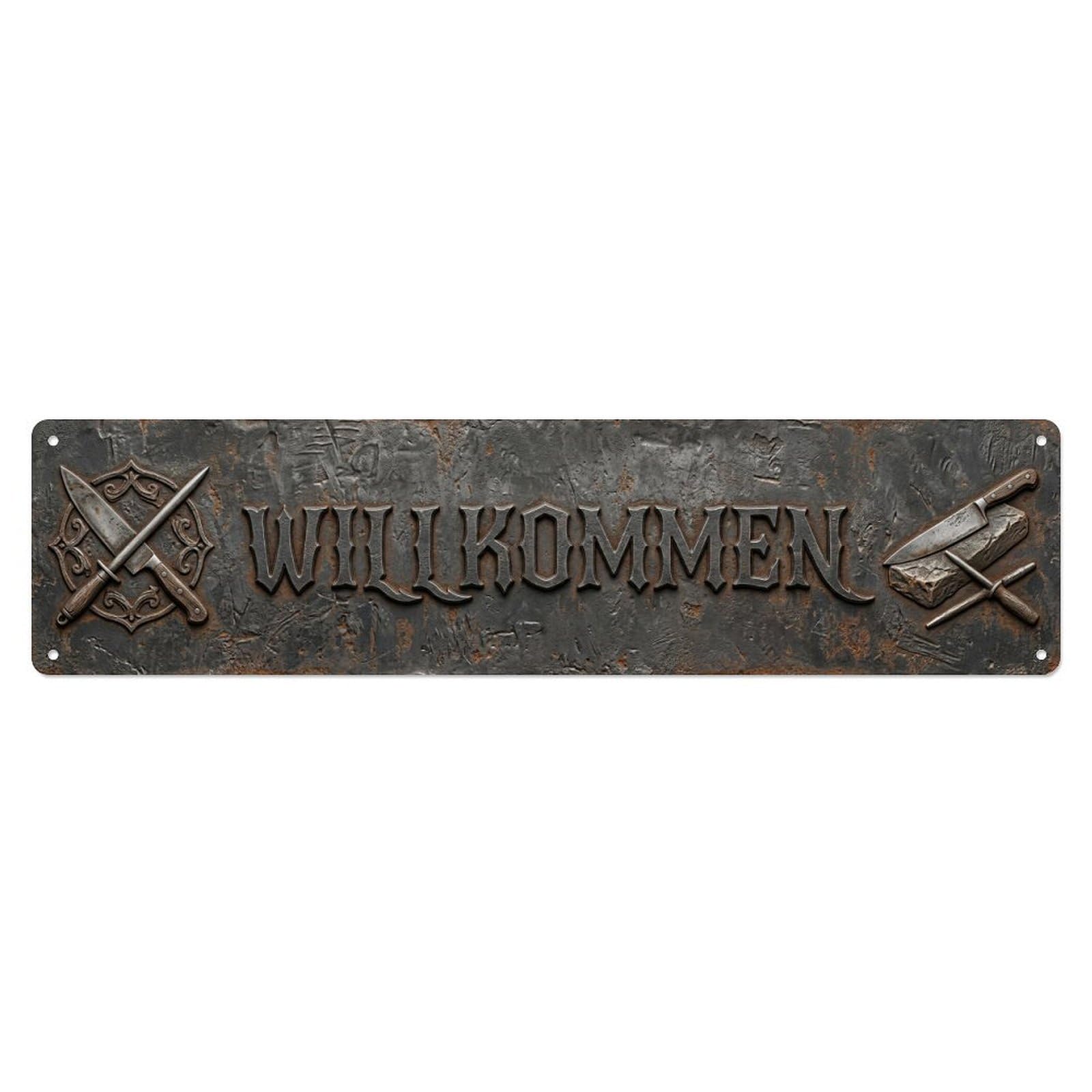 Rustic Iron Vintage Cutler Welcome Metal Tin Sign