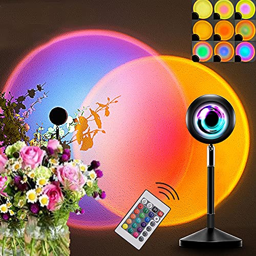 Sunset lamp, Sunset Rainbow Projection lampï¼Œ180 Degree Rotation Sunset Night Light, Romantic Visual Mood Lighting Lamp Hotography/Selfie/Home/Living Room/Bedroom Decorï¼ŒRemote Color Adjustment