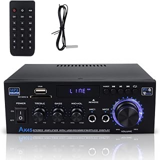 Topsky パワーアンプ オーディオサウンドアンプ マイクアンプ Bluetooth HIFIデジタル 最大出力80W オーディオ AK-45 RCサポート 車載 家庭用 USB パーティー用 会議 忘年会 新年会 結婚式 リモコン付き 日本語取扱説明書