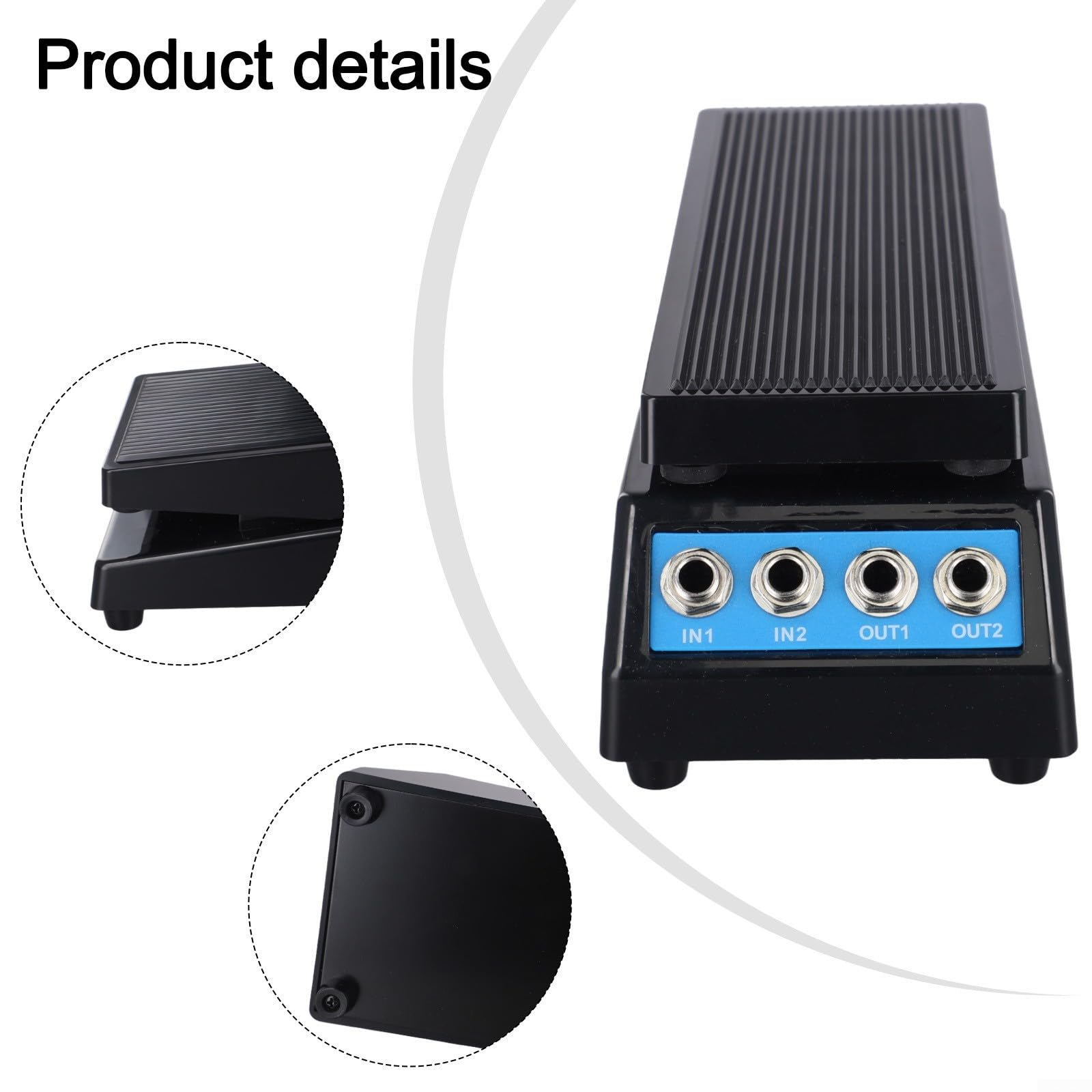 Dual Channel Guitar Volume Pedal für E-Gitarre und Bass Einstellbare Mindestlautstärke mit Anti-Rutsch-Streifen Hochhärte ABS-Material Schwarz