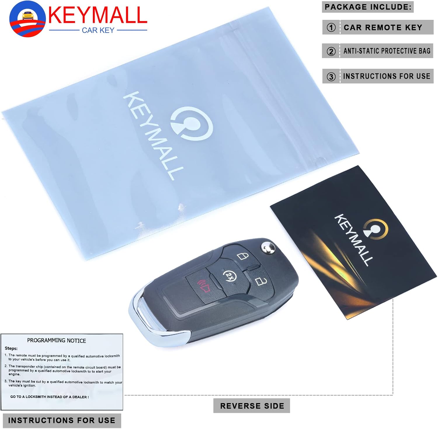 Flip Key Fob Keyless Entry Remote Control for Ford F150/F250/F350/F450/F550 2017-2020 for Ford Ranger 2019 2020(FCC ID:N5F-A08TDA P/N:164-R8134) 4 Buttons (Aftermarket)