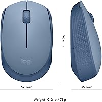 Vista 8 de Logitech M170 Wireless Mouse for PC, Mac, Laptop, 2.4 GHz with USB Mini Receiver, Optical Tracking, 12-Months Battery Life, Ambidextrous - Blue Grey