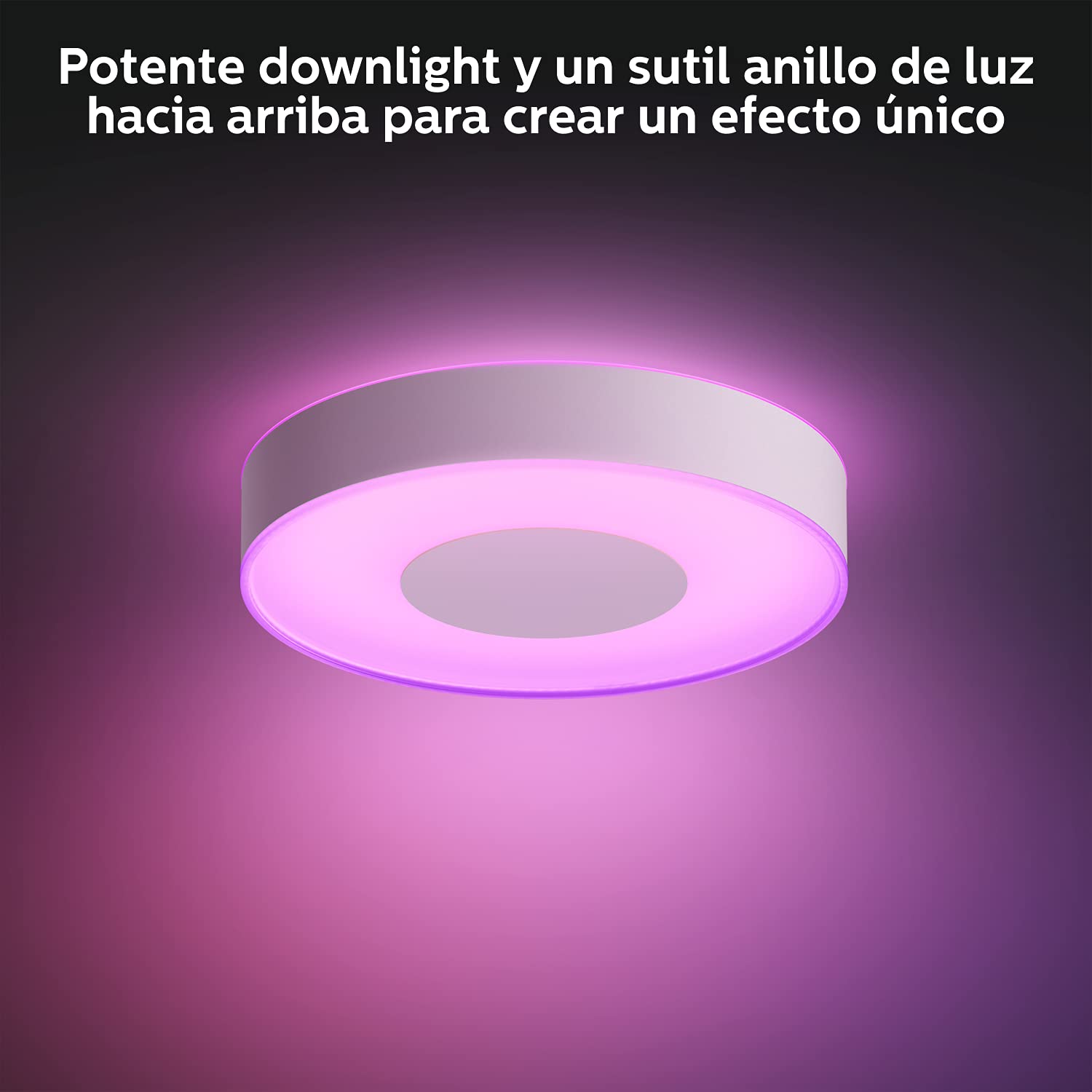 Philips Hue – Lámpara de techo LED inteligente Hue Infuse 33W-2100 lúmens, Luz Blancay de Colores, Compatible con Alexa y Google Home, Color Blanco, diámetro 38cm