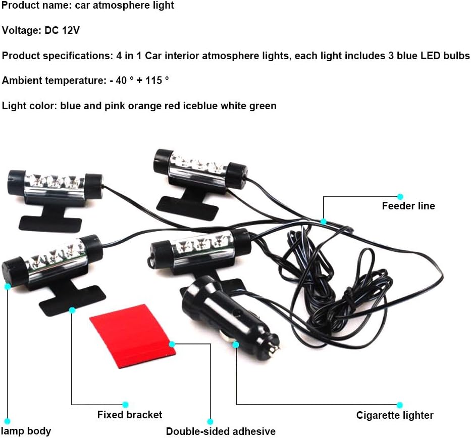 Thunder 12V 43 LED Car Interior Decorative Atmosphere Neon Light Lamp - Best in Automotive Interior Accessories - Auto Car Floor Lights with Glowing Blue Bright Light for All Vehicles