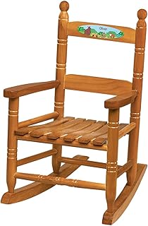 Fox Valley Traders Personalized Childrens Rocking Chair, Features Classic Rocker Design and Hardwood Construction, Natural Finish with Woodland Animals Design