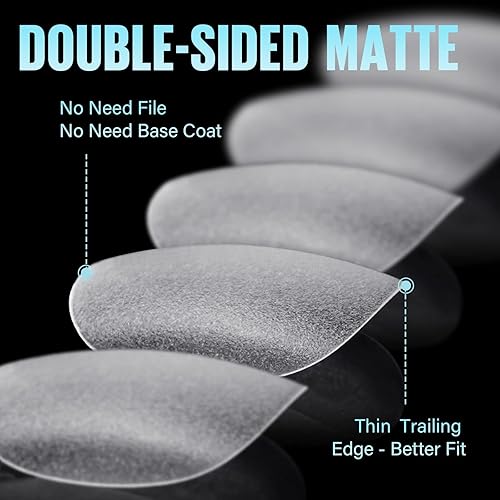 Miniatura 3 de TOMICCA Puntas de uñas ovaladas extra cortas, uñas postizas acrílicas de doble cara mate para extensión, 240 unidades, 15 tamaños, puntas de uñas a