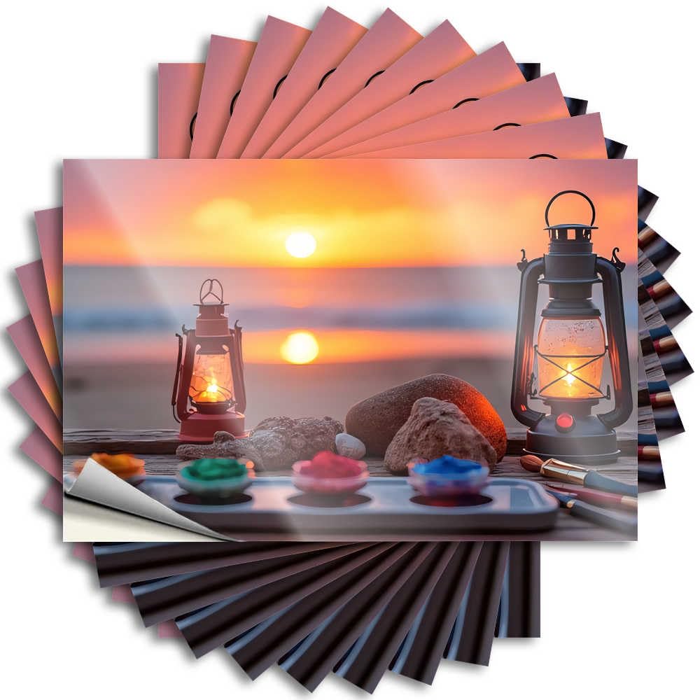 Stickers Western Bathroom Western Door Beach Sunset Art Supplies - No Residue Decals for Diatomaceous(12X18CM)