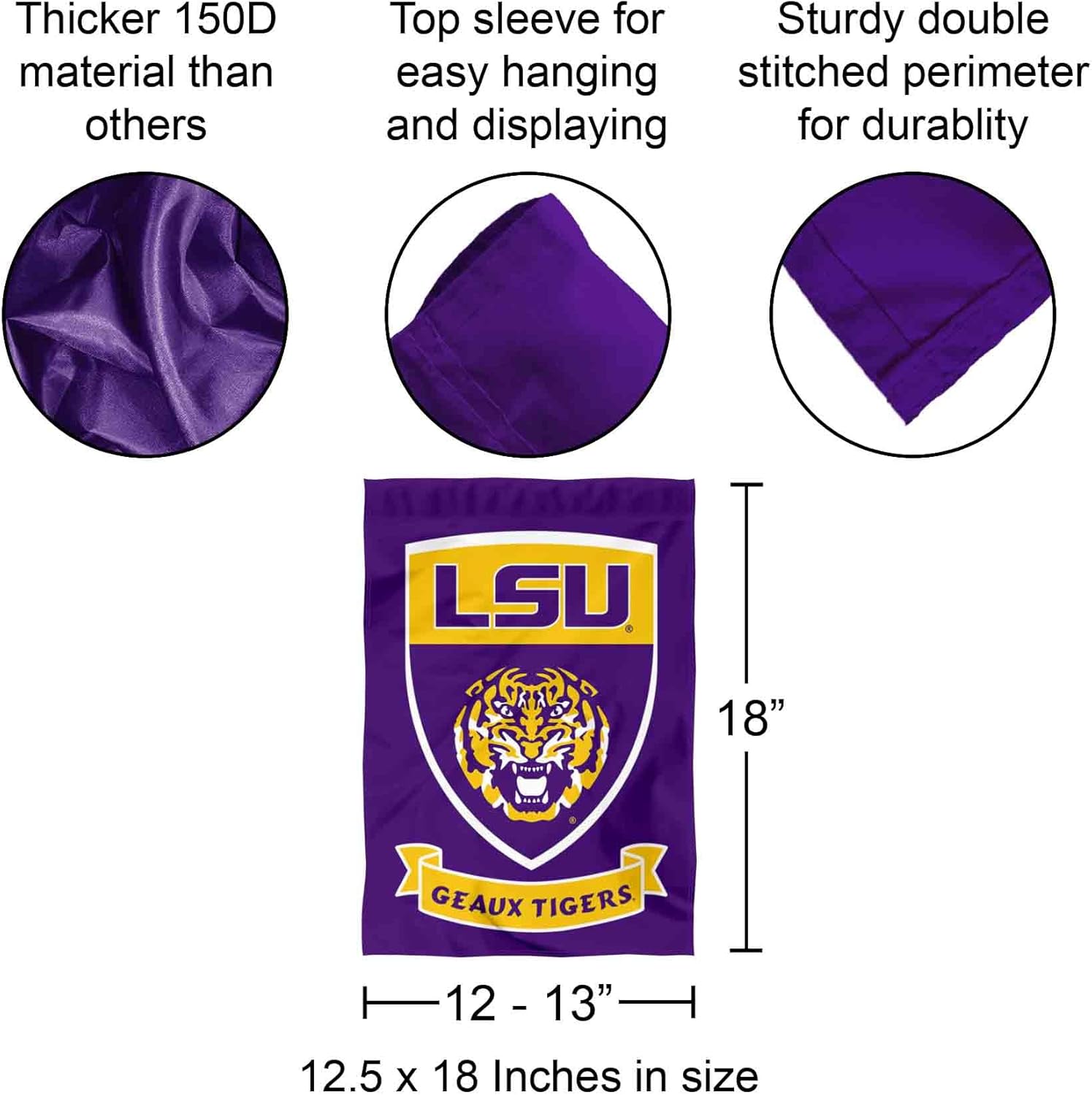 Louisiana State LSU Tigers Shield Garden Flag