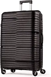 Mala Grande De Viagem 32Kg Polipropileno 8 Rodas 360 Giratória Para Despachar Rígida Leve Tamanho G Viajem Internacional Resistente (PRETO, GRANDE)