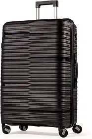 Mala Grande De Viagem 32Kg Polipropileno 8 Rodas 360 Giratória Para Despachar Rígida Leve Tamanho G Viajem Internacional Resistente (PRETO, GRANDE)