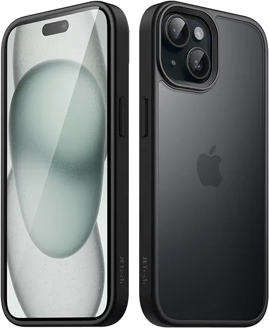 Coque iPhone 15 Plus - Protection Militaire Antichoc, Dos Translucide Mat Noir