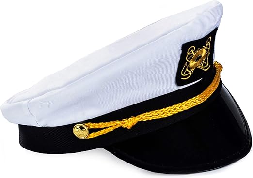 Funny Party Hats Yacht Captain Hat – Sailor Cap, Skipper Hat, Navy Marine Hat - Costume Accessories (Captain Hat)