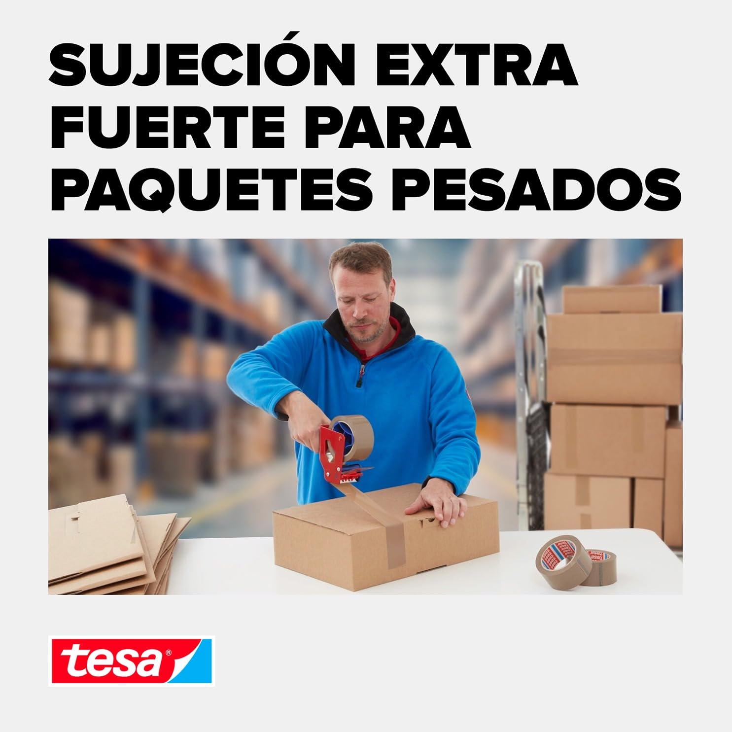 tesapack - Cinta Adhesiva para Embalar, Sellar y Empaquetar - Resistente al envejecimiento y al desgarro - Extra fuerte y sin disolventes - 6x 66 m x 50 mm - Marrón