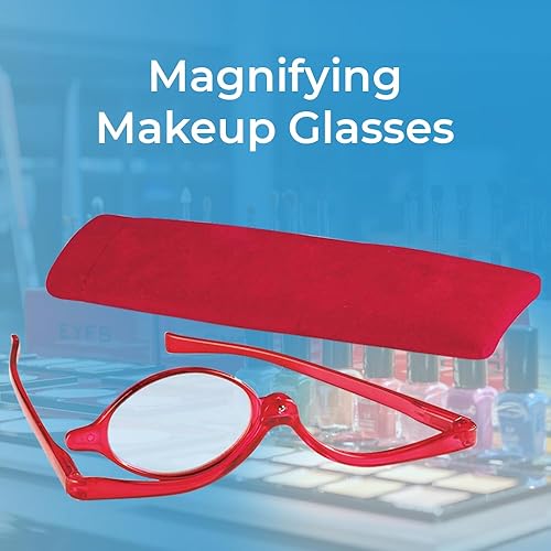 Miniatura 2 de SAGEFINDS Gafas de maquillaje con aumento 250, Rojo -