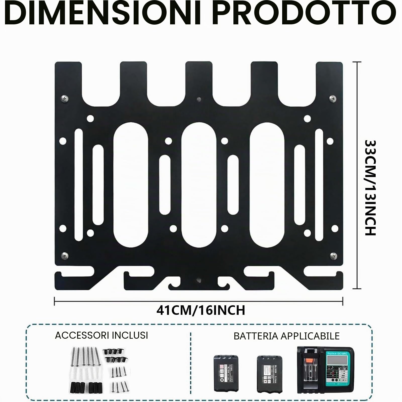 Supporto Per Batteria Makita, Supporto Da Parete 3 In 1 Per Batterie Makita Caricabatterie 18 V/14,4 V E Supporto Per Trapano Avvitatore A Batteria Stabile 4 Porta Batterie Supporto Caricabatterie