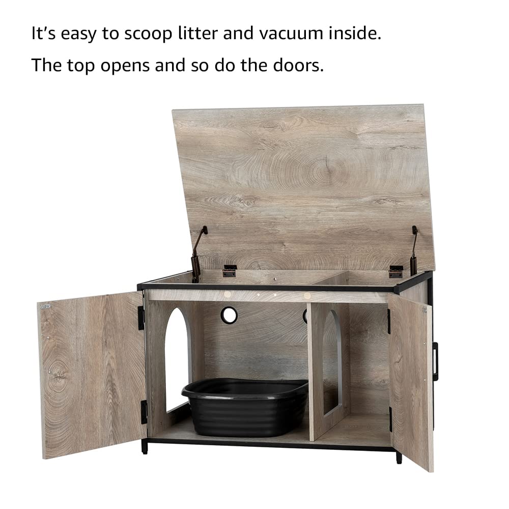 unipaws Cat Litter Box Enclosure with Top Opening, Suitable for Large