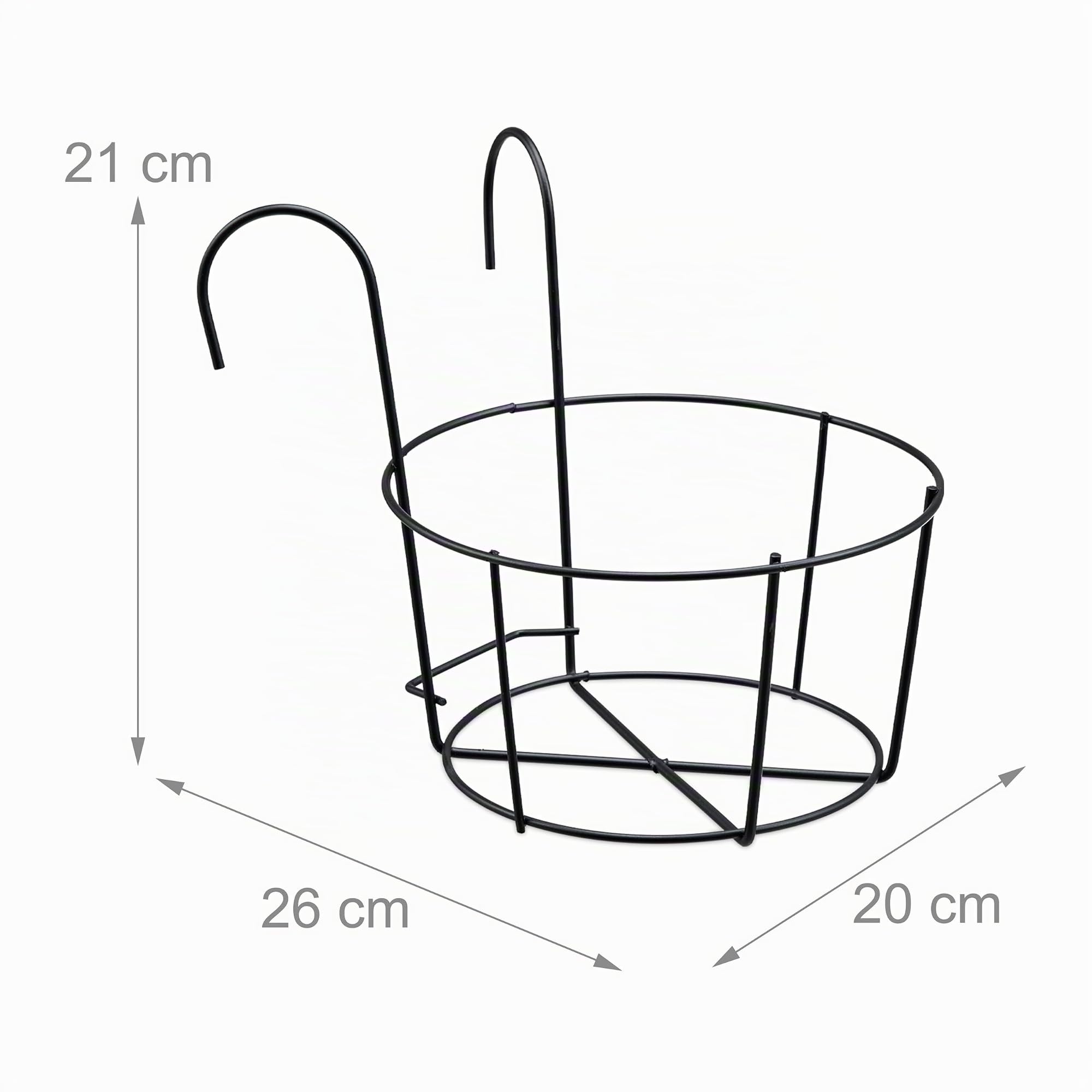 Relaxdays Support à Pots de Fleurs, Lot de 4, Porte-Pot, pour rambarde du Balcon, HxLxP : 21x20x26 cm, métal, Noir