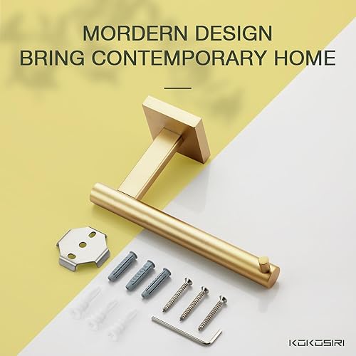 Miniatura 7 de KOKOSIRI Soporte de papel higiénico Dispensador de papel tisú para baño Portarrollos de baño Acero inoxidable dorado cepillado B2005BG