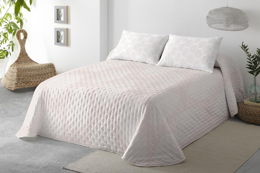 BOHEME | Colcha Estampada Reversible Nahia Beige para Cama de 90 | Ligera, Transpirable y de Secado Rápido | 180x270 cm | Ideal para Entretiempo
