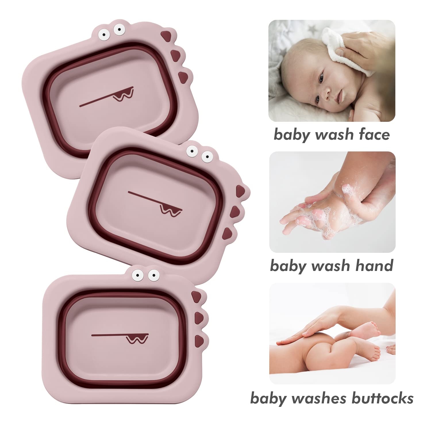 beberoad Faltbare Waschschüssel für Baby, Cartoon Folding Baby Ass Waschbecken Tragbares, Baby zusammenklappbares Waschbecken, für Kleinkinder Home Küche Badezimmer Outdoor Travel Camping Wandern