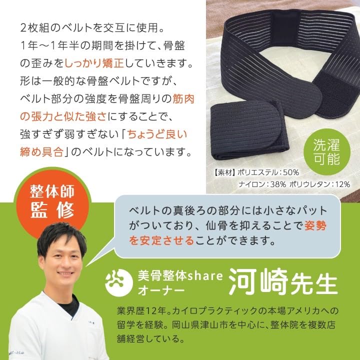 整体師監修！骨盤矯正ベルト　Mサイズ Amazon.co.jp: 骨盤ベルト 骨盤サポーター 骨盤矯正ベルトMサイズ