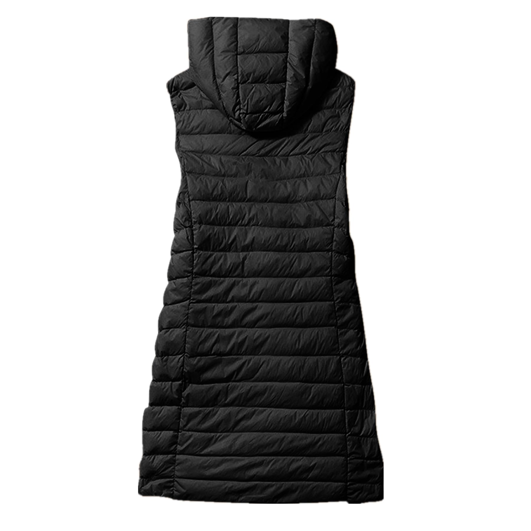 Longweste Damen Leichte Steppweste Reissverschluss Daunenweste Casual Ärmellos Jacke Elegant Frauen Weste Mit Kapuze Westen Winter Pufferweste Winterweste Warm Übergangsweste Einfarbig