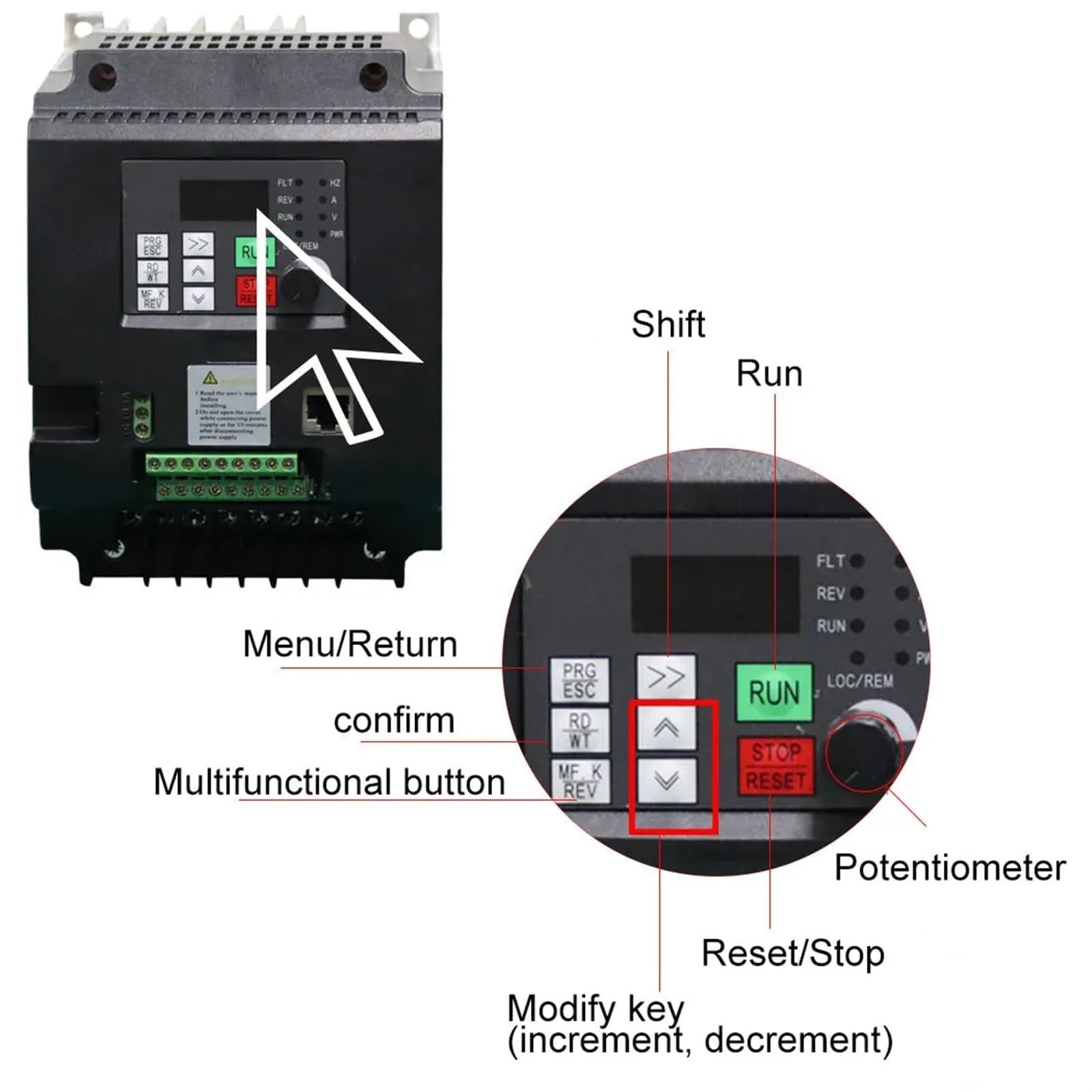VFD Variable Frequency Drive - Inverter regolatore di velocità del motore CA trifase per automazione industriale (380V 2.2kw)