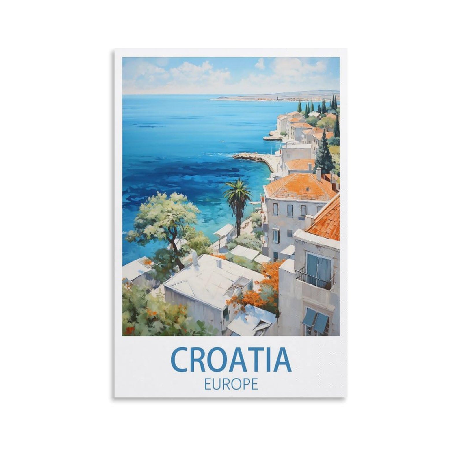 EZMLFA Diamond Painting Art Kits,Croatia Europe,5D Diamond Painting Kit for Adults Beginners, DIY Full Round Drill Gem Art Kits for Home Decor 50x60cm