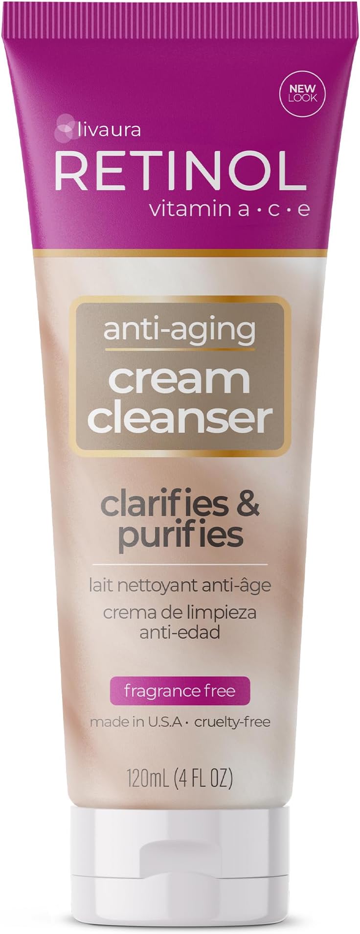 LIVAURA Retinol Anti-Aging Cream Cleanser – Daily Deep Cleansing Facial Wash Exfoliates to Improve Skin’s Texture & Moisturizes for Cleaner, Softer Face – Renewing Vitamin A Minimizes Fine Lines