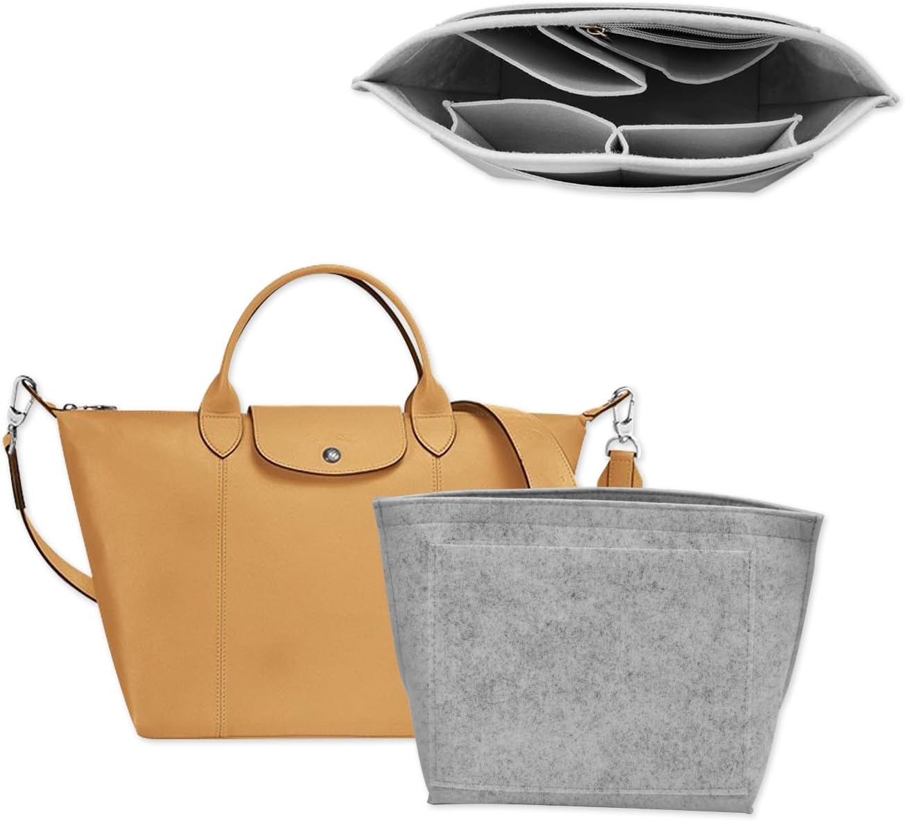 Chispee フェルトパースオーガナイザー インサート ラグジュアリーハンドバッグオーガナイザー ロンシャンオーガナイザー インサ