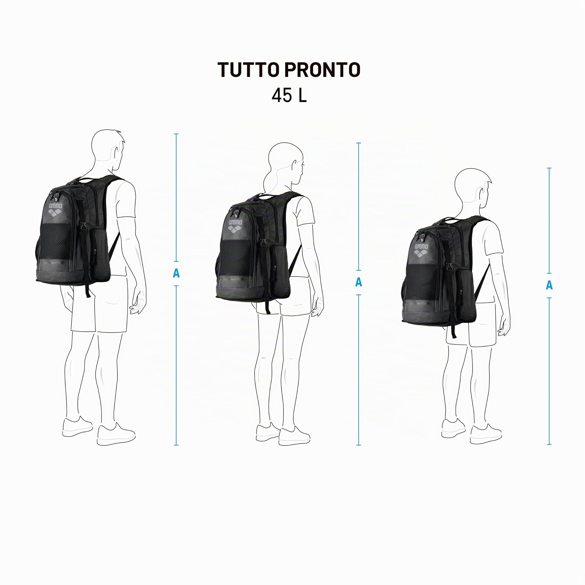 ARENA ZAINO BORSA PISCINA NUOTO BACKPACK ALL SET 45 LT. SCRATCHED