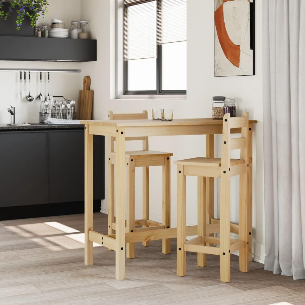Set de bar 3 pièces en bois massif de pin, ensemble de table de bar, ensemble de chaises de salle à manger, chaises de cuisine, salle à manger, salon