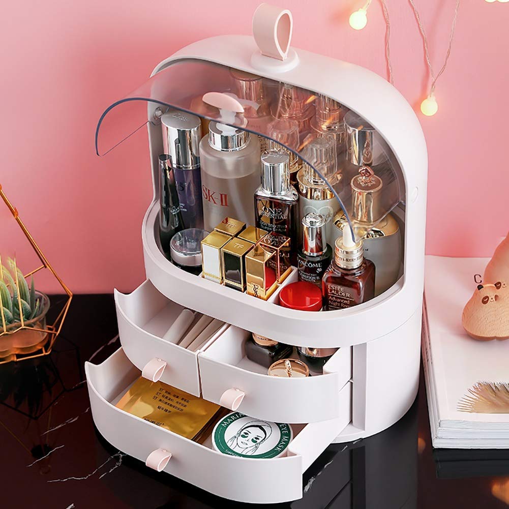Caja de Almacenamiento de cosméticos, Caja de Almacenamiento Transparente - Joyas - Múltiples cajones - Fácil de Transportar - Adecuado para almacenar cosméticos de Mujeres - Dormi