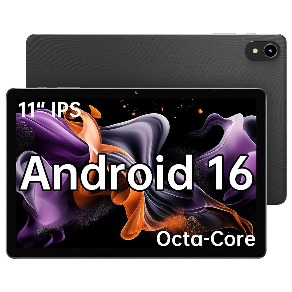 11" Tablet, 2025 Android 16 with Octa-core Processor, 8GB RAM+128GB ROM(1TB Expandtion), 7000mAh Battery, HD IPS Large tableta,WiFi 6&BT5.0, Support GMS (Case not Included)
