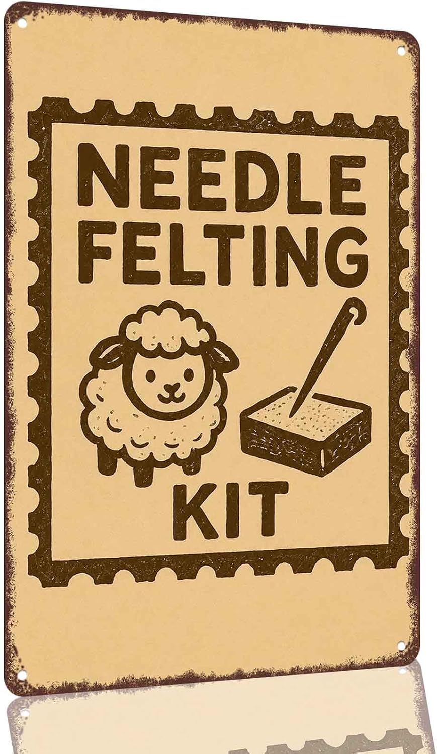 Needle Felting Kit Crafting Graphic Aluminum Metal Sign 8 x 12 Inch