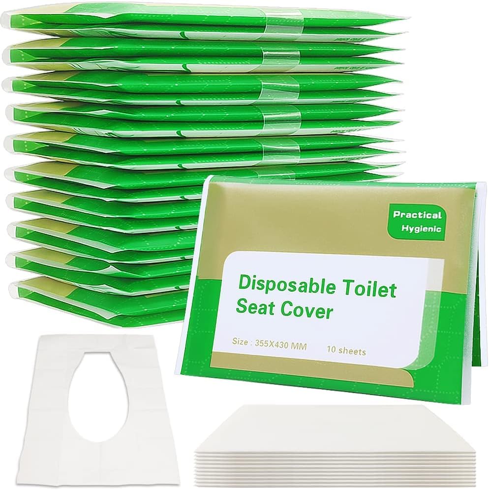 SYOSI 100 Pcs Toilet Seat Covers Disposable,Flushable Portable Travel