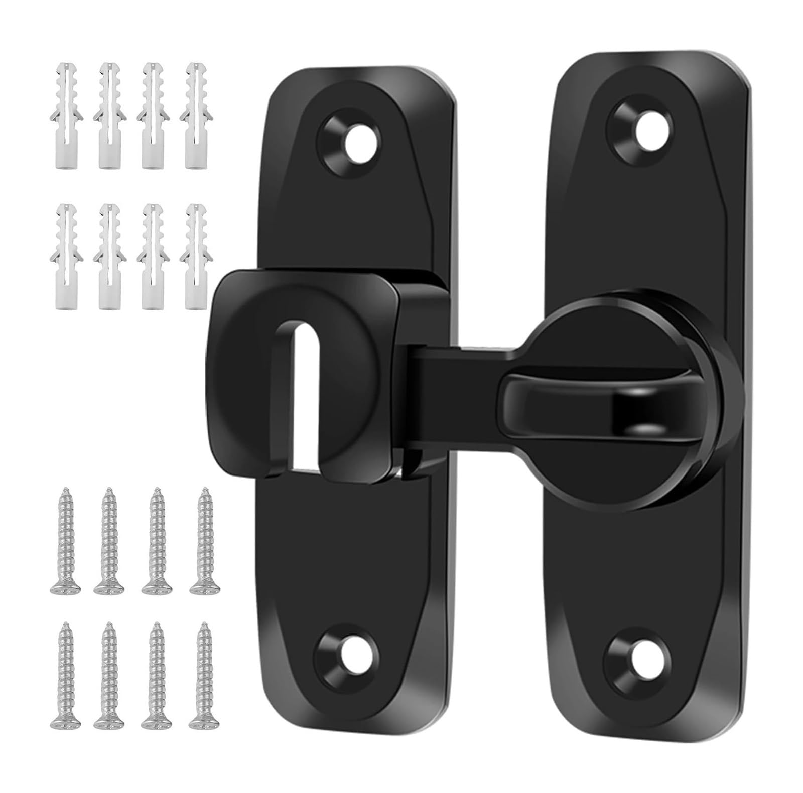 Door Lock Bolt, Zinc Alloy Flip Barn Door Lock Sliding Security Gate Latch Multicolor(Black)