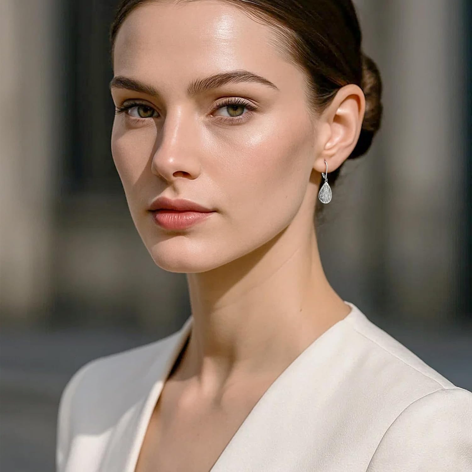 Handmade Teardrop Earrings for Women - Hammered Texture Dangle Drop Earrings with Secure Leverback Clasp, Boho Style - Image 2