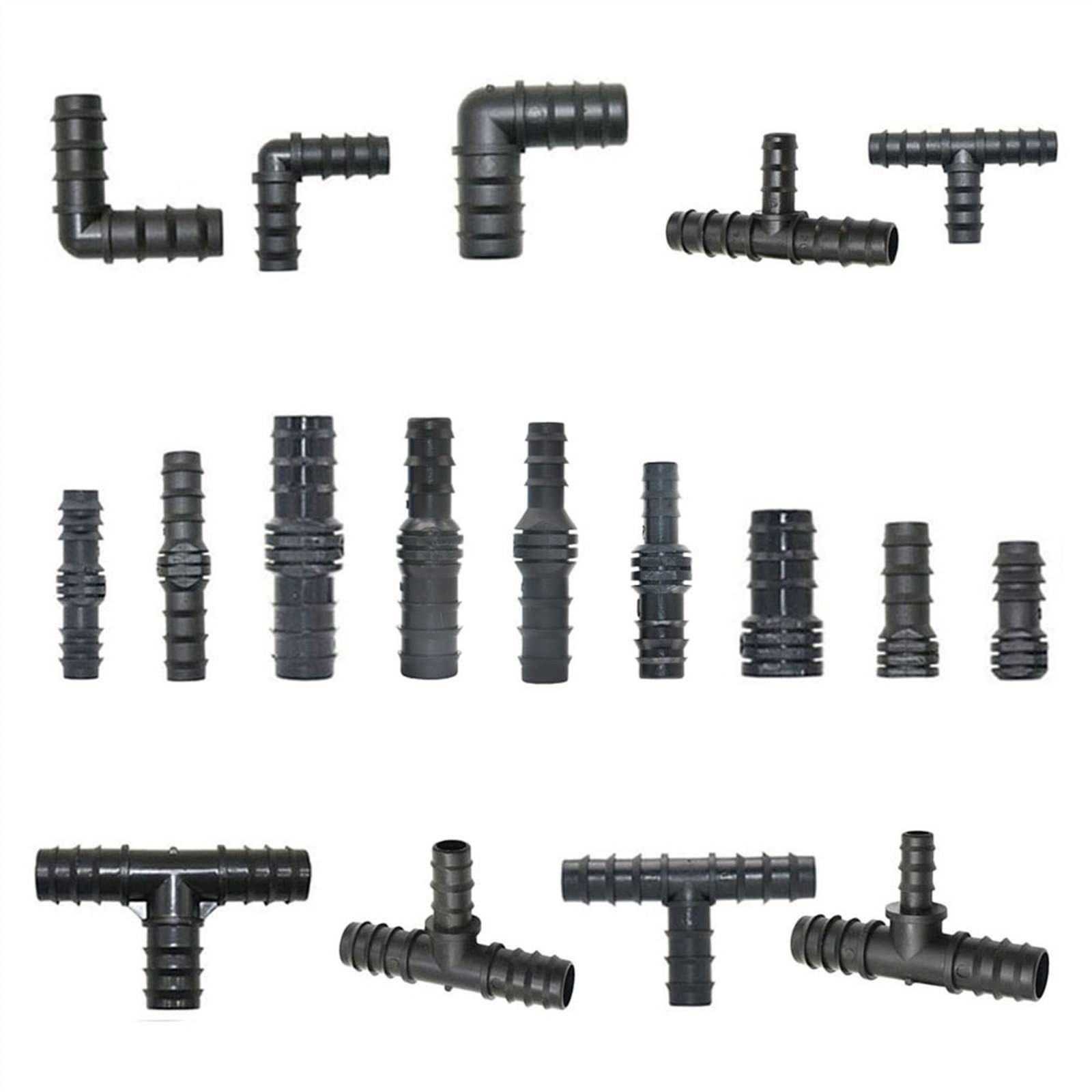 NALsa Irrigazione a Goccia PE Tubo Giunto 16/20/25mm Raccordi Spinati Connettori Tee Gomito Spina estremità Accoppiamento 1/2 3/4 1 Pollice Riduttore Tubo Coup (Color : 16mm Elbow)