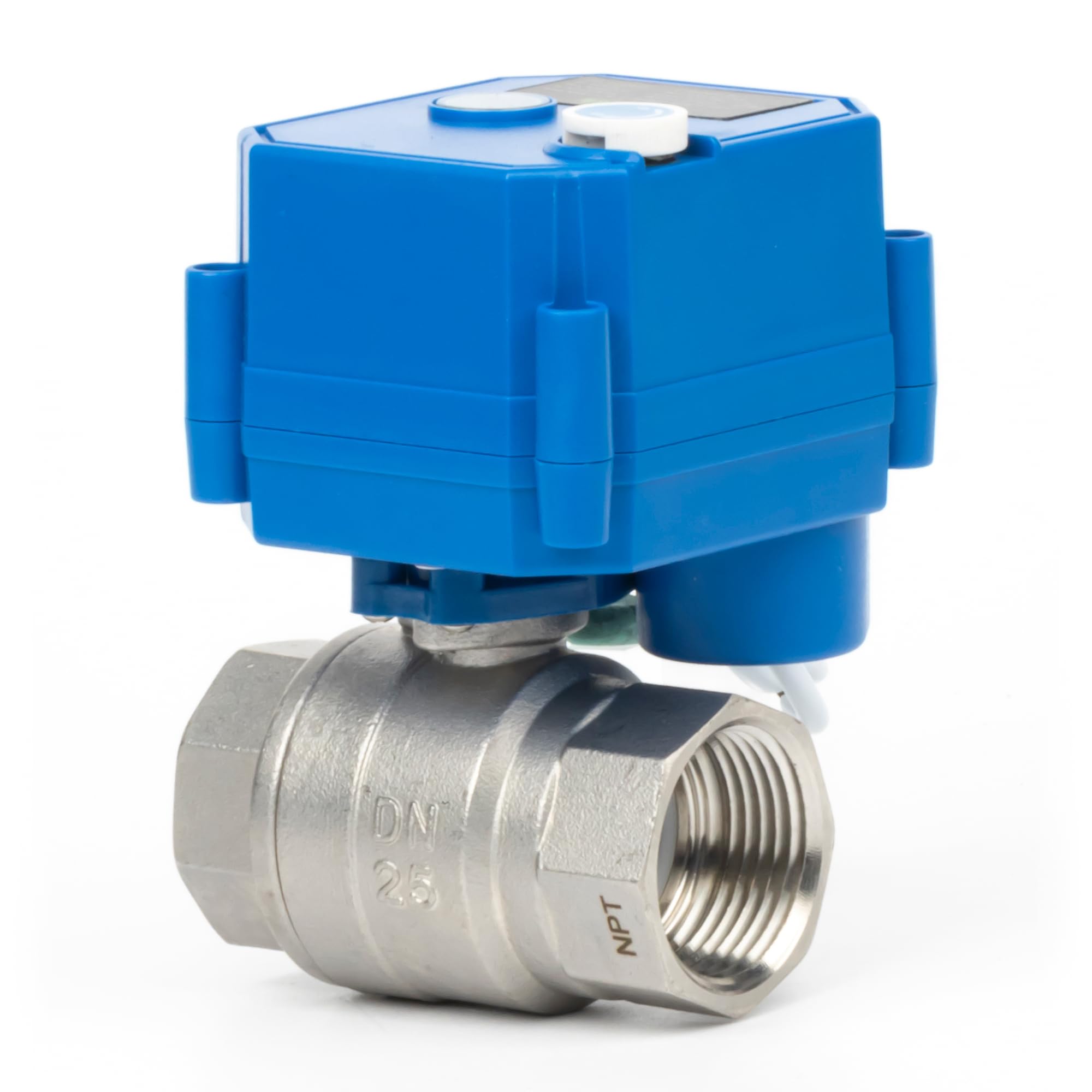 U.S. Solid Válvula de bola de motor con función manual - 1" acero inoxidable, paso completo, 85-265V AC, retorno automático de 2 hilos, normalmente cerrado