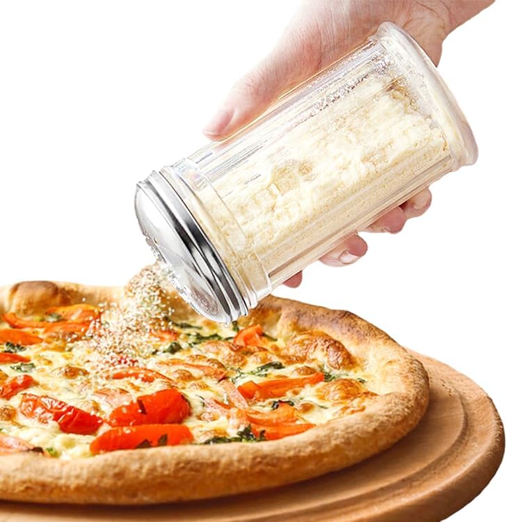 2 Pack 12oz 360ml Glass Salt & Pepper Dredge Shaker with Perforated Stainless Steel Screw-On Lid, Tabletop Clear Glass Shaker for Cheese, Salt, Pepper, Sugar, and Spices